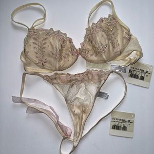 La Perla lace bra and thong, 34B, Small, worn once.